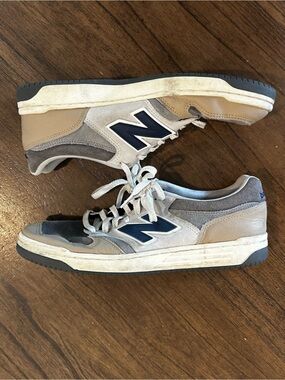 New Balance 480 Sneakers Gray Navy Cream Leather Suede Men’s Size 10